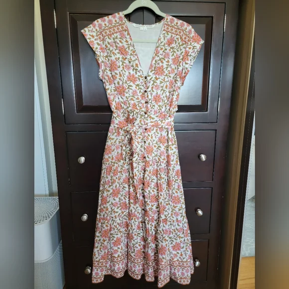 knee length dresses for ladies Veronica Beard Vani Paisley Midi Dress | Ecru Multi
